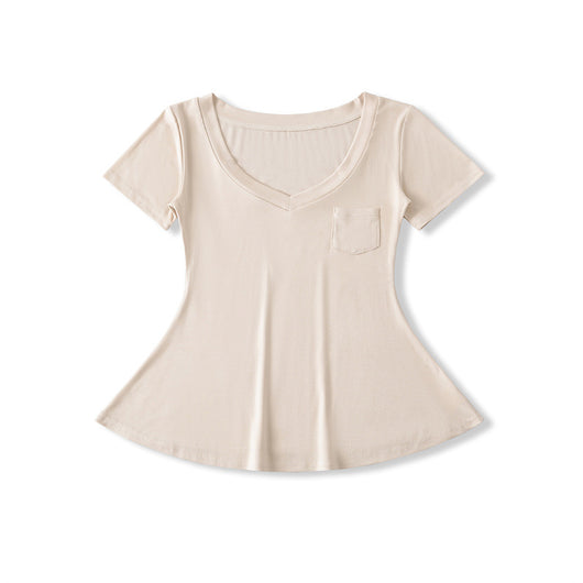 Blusa de Verano Ajustada al Talle con Escote en V y Manga Corta - Image 26