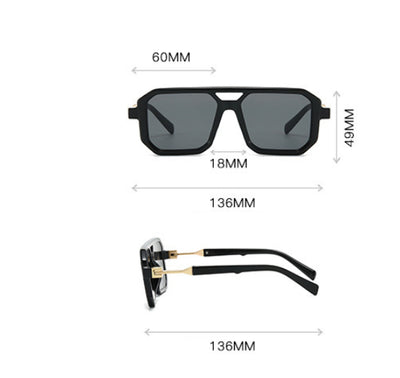Black octagonal sunglasses with dark gray lenses and gold-colored temple accents, suitable for fashion wear. - Image 8