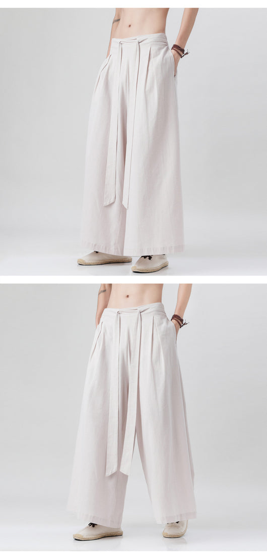 Pantalones Holgados de Algodón y Lino Talla Grande Estilo Chino para Hombre - Image 14