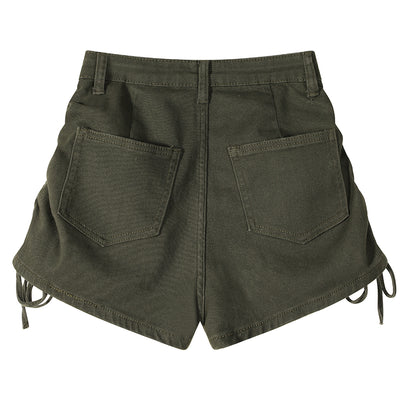 Shorts Denim Cintura Alta con Cordón y Pierna Ancha - Image 7