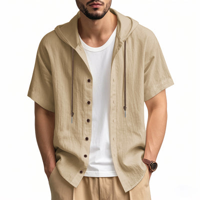 Camisa Suelta con Capucha y Manga Corta para Hombre - Image 46