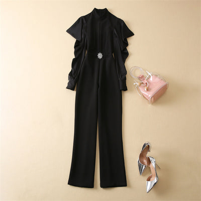 Jumpsuit Ejecutivo de Manga Larga con Cintura Ajustada Negro - Image 5