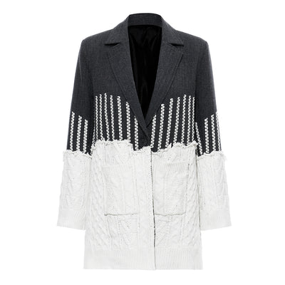 Chaqueta de Punto Jacquard Patchwork con Borde Deshilachado - Image 9