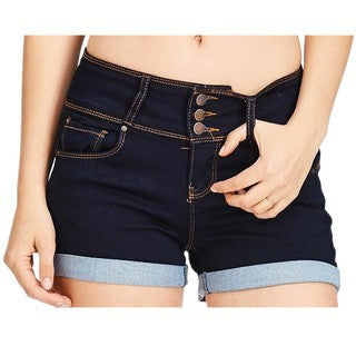 Shorts Denim Ajustados Cintura Elástica Tela Color Hot Pants Mujer - Image 8