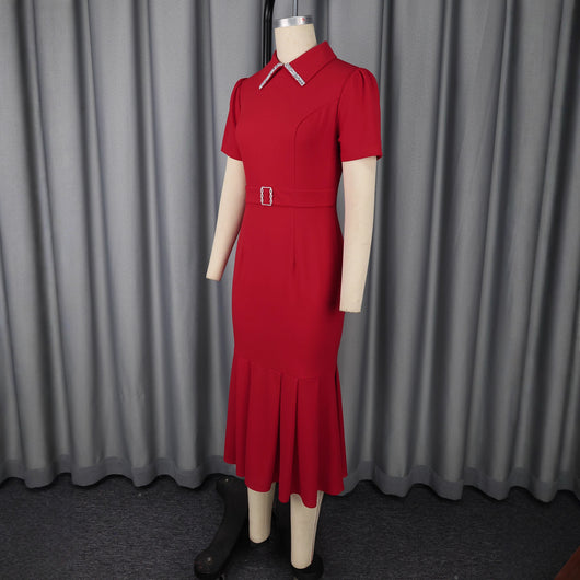 Vestido Elegante de Solapa Corta Estilo Europeo y Americano - Image 4