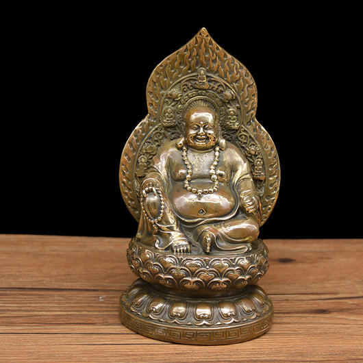 Figura Decorativa Kwan-yin con Iluminación de Cobre Antiguo - Image 5