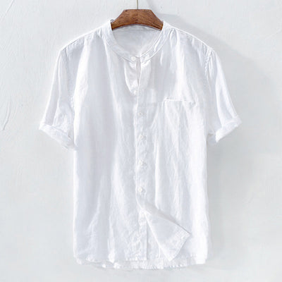 Camisa de Lino y Algodón Transpirable con Cuello de Pie para Hombre - Image 2