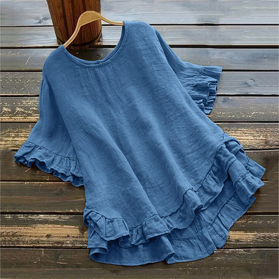 Blusa Holgada de Algodón y Lino con Volantes en Ruedo - Image 15