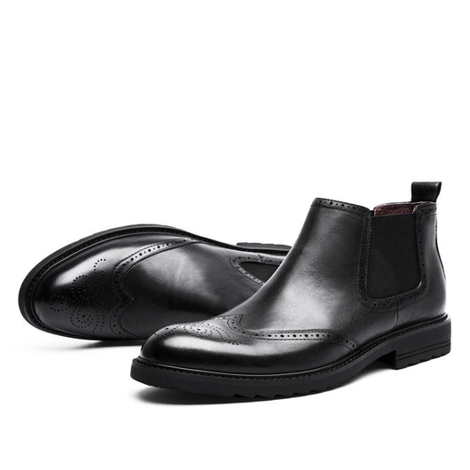 Botas Martin de Cuero para Hombre con Tallado en Relieve - Otoño e Invierno - Image 4