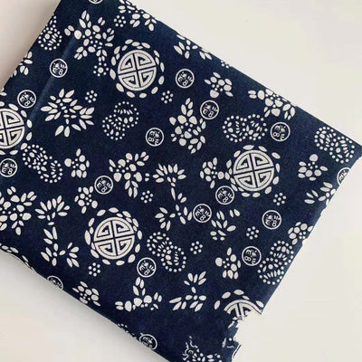Tela de Lino Estampada Pueblo Buu Azul y Blanco - Image 3