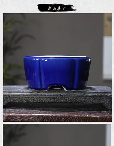 Maceta de Barro Púrpura Estilo Chino con Patrones Geométricos para Bonsái - Image 10