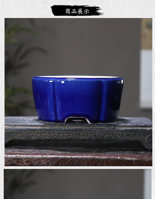 Maceta de Barro Púrpura Estilo Chino con Patrones Geométricos para Bonsái - Image 10