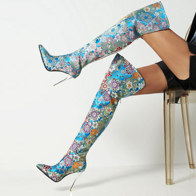 Botas Over-the-Knee Bordadas con Tacón Stiletto y Cierre Posterior - Image 10