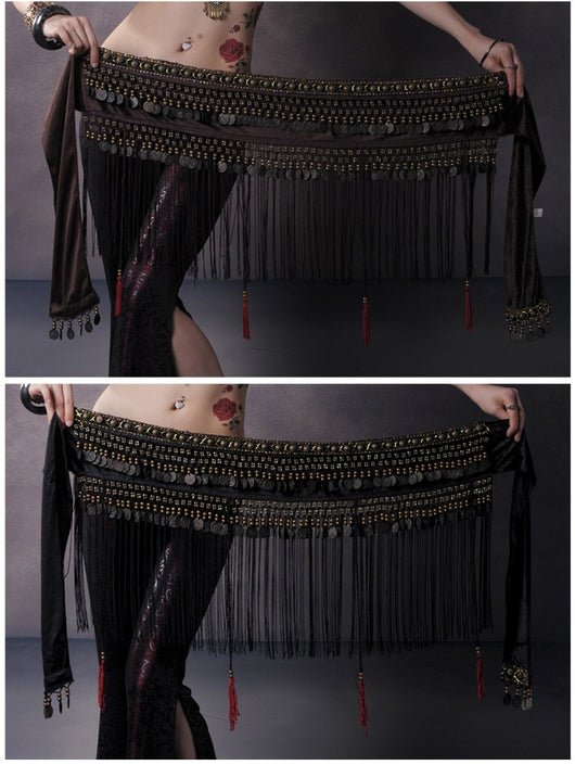 Cinturón de Danza del Vientre con Borlas y Cadena Étnica - Image 7