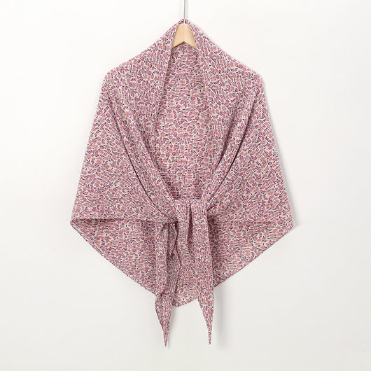 Pañuelo Cuadrado de Gasa Estampado Perla con Pliegues - Image 4