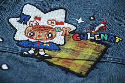 Chaqueta Denim Vintage con Bordado de Pareja - Image 15