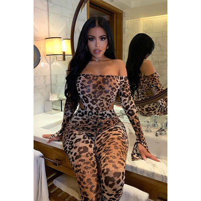 Jumpsuit Leopardo Ajustado de Manga Larga Cuello Alto - Image 24