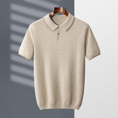 Suéter de Cashmira para Hombre con Cuello de Solapa y Mangas Cortas - Image 4