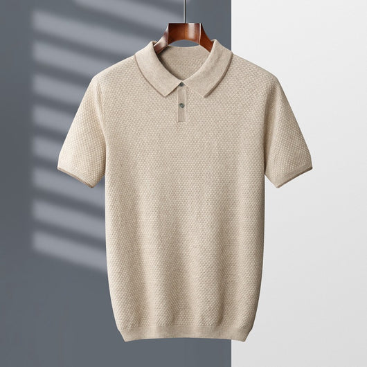 Suéter de Cashmira para Hombre con Cuello de Solapa y Mangas Cortas - Image 4