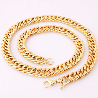 Collar de Acero Titanio Dorado para Hombre con Doble Hebilla - Image 18