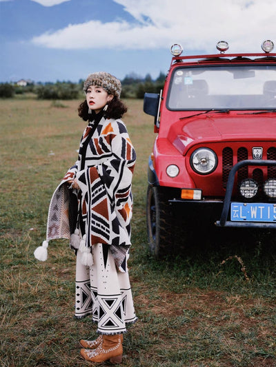Chal Tejido Bohemio Étnico para Mujer - Poncho Versátil de Estilo Artesanal - Image 4