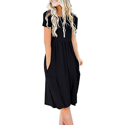 Vestido Holgado de Cuello Redondo y Manga Corta - Image 11