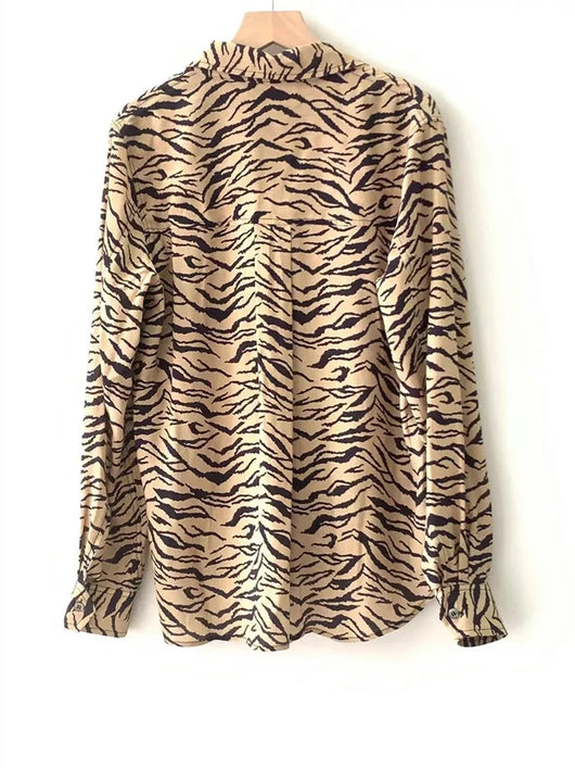 Camisa Larga Estampado Tigre para Mujer - Estilo Francés Otoño Temprano - Image 9