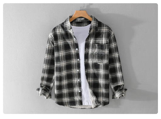 Camisa Cuadriculada de Algodón Cepillado - Estilo Retro Casual - Image 19