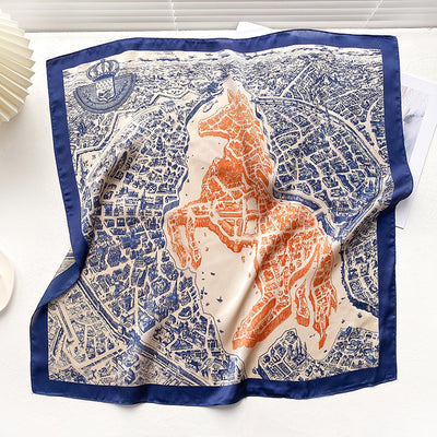 Pañuelo de Seda Cuadrado con Combinación de Colores Salvajes - Image 33
