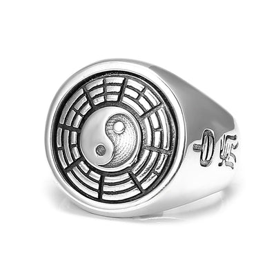 Anillo Plata 925 Bagua Tigre Blanco Retro Zodiaco Tai Chi - Image 10