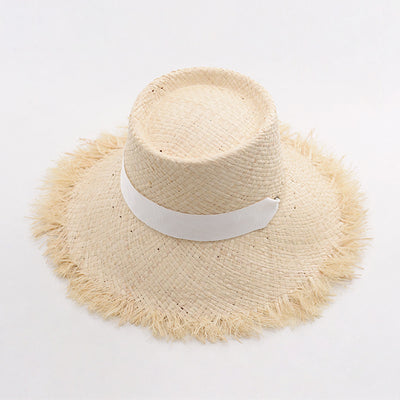 Sombrero de Paja Tejida con Lazo de Rafia y Borde Deshilachado - Image 9