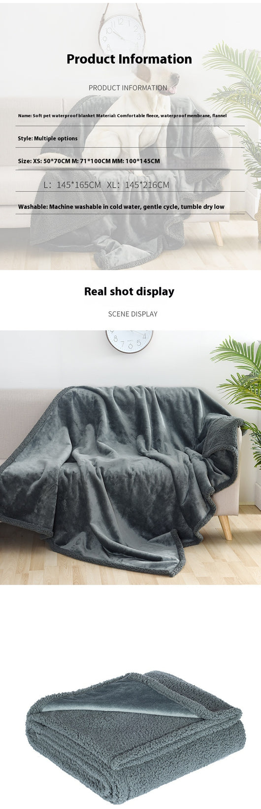 Cama Sofá para Mascotas con Cojín Impermeable y Manta Térmica - Image 8