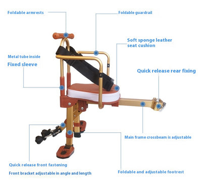 Asiento Delantero Plegable de Aluminio para Bicicleta Compartida Infantil - Image 15