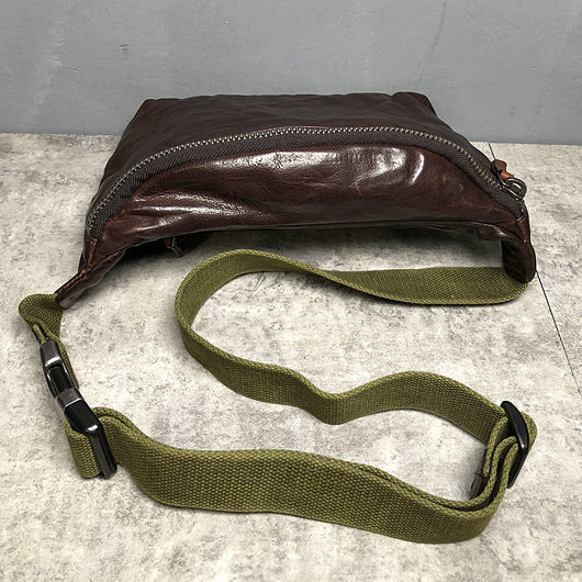 Bolsa Bandolera de Cuero Vacuno con Pliegues Vintage para Hombre - Image 12