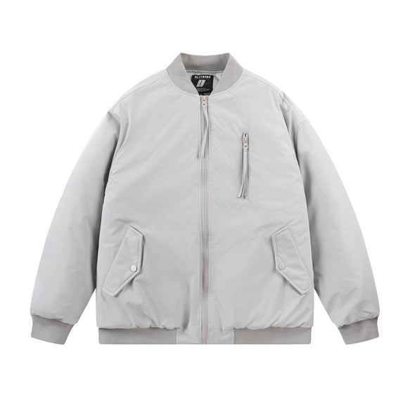 Chaqueta Acolchada de Algodón con Cuello Mao y Múltiples Bolsillos