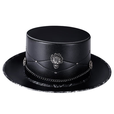 Sombrero de Copa Calavera Mágica en Cuero PU Negro - Accesorios de Foto para Mujer - Image 14