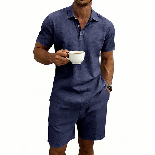 Conjunto de Shorts y Camiseta de Lino para Hombre - Ajuste Relajado - Image 11