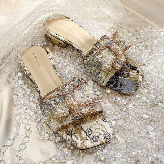 Sandalias de Tacón Grueso con Strass para Mujer - Image 5