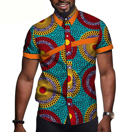 Camiseta Estampada de Manga Corta Africana para Hombre