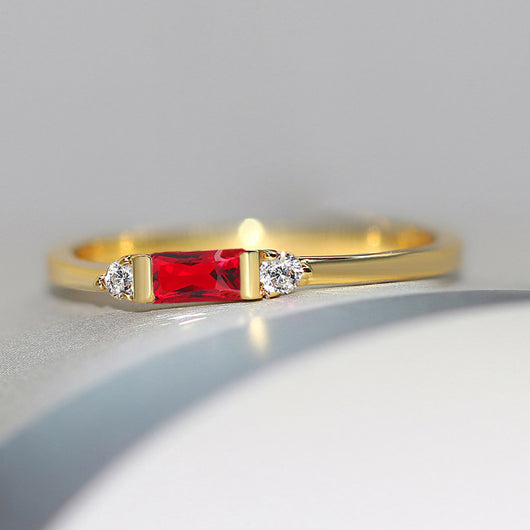 Anillo de Compromiso Geométrico con Circonia Cúbica Chapado en Oro 14K - Image 7