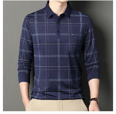 Polo Casual de Rayas Manga Larga para Hombre - Otoño - Image 7