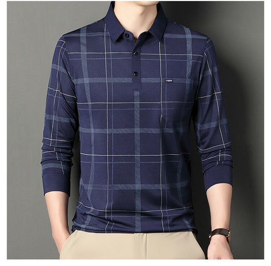 Polo Casual de Rayas Manga Larga para Hombre - Otoño - Image 7