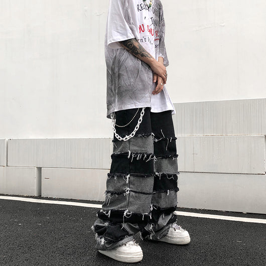 Jeans Hip Hop Estilo Relajado con Flecos Vintage - Image 8