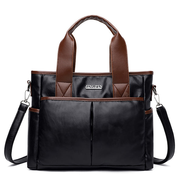 Bolso Mensajero de Cuero con Contraste Retro - Image 4