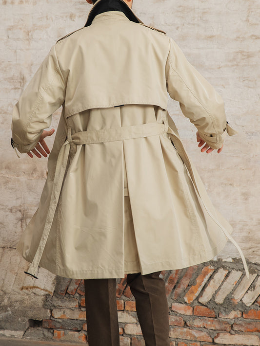 Abrigo Gabardina Impermeable Doble Cuello Hombre Largo Doble Botonadura - Image 2