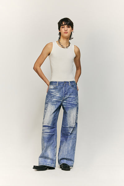 Jeans con Bordado Artesanal y Estampado Digital Lavado - Image 8
