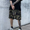 Pantalones Cargo Camuflaje Desgastado con Cordón Ajustable