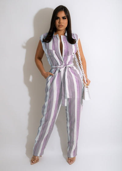 Jumpsuit para Mujer con Estampado de Rayas y Bloques de Color - Image 13