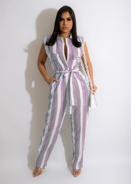Jumpsuit para Mujer con Estampado de Rayas y Bloques de Color - Image 13
