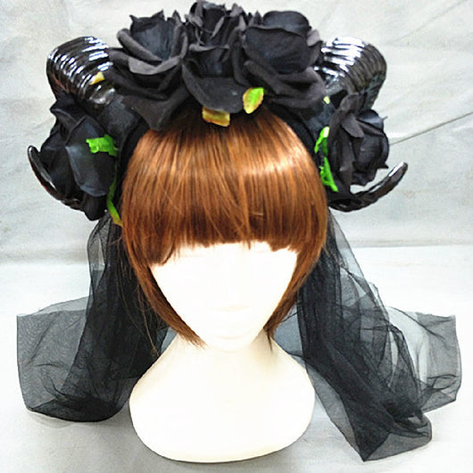 Tocado Lolita Rosa Oscuro Shofar - Diadema de Cosplay - Image 6